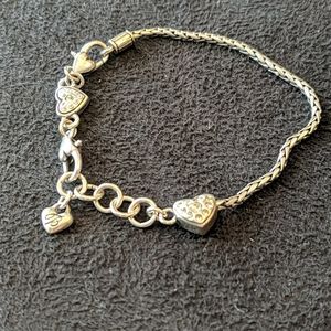 Brighton silver hearts bracelet with CZ accents